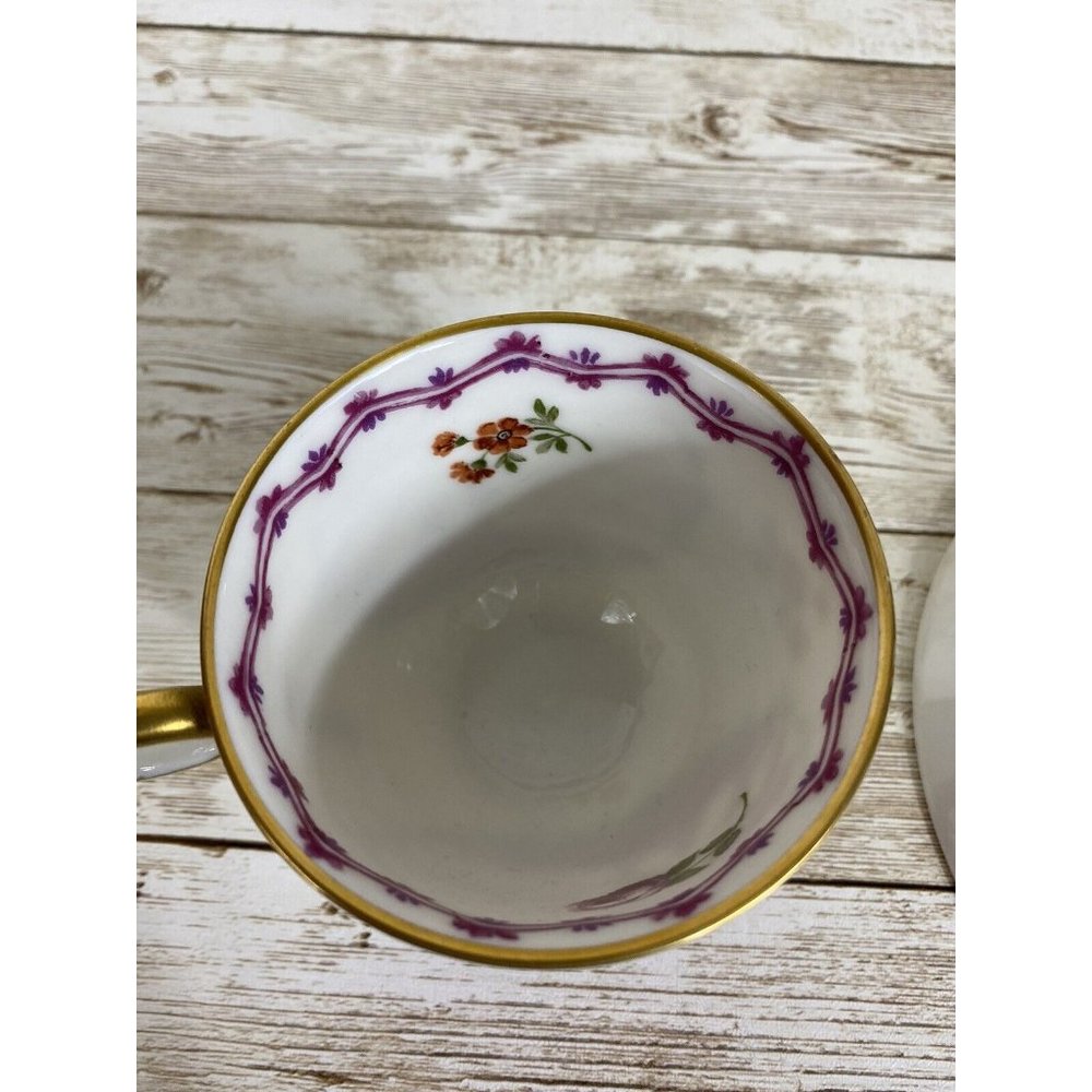 Haviland Malmaison Cup and Saucer Purple Fishing Scene Antique HTF - Picture 6 of 11